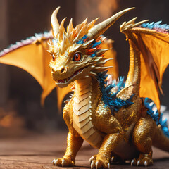 un dragon rojo con ojos azules estilo caricatura para niños renderizado con escamas detalladas