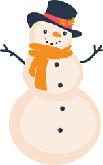 Snowman with hat and scarf vector illustration.