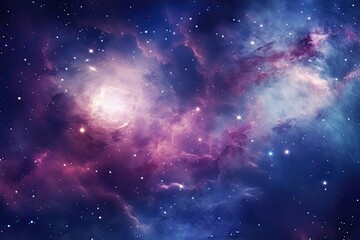 Fototapeta na wymiar Vibrant hues of purple and pink dominate this celestial image of a star-forming nebula. Astronomy and space study.