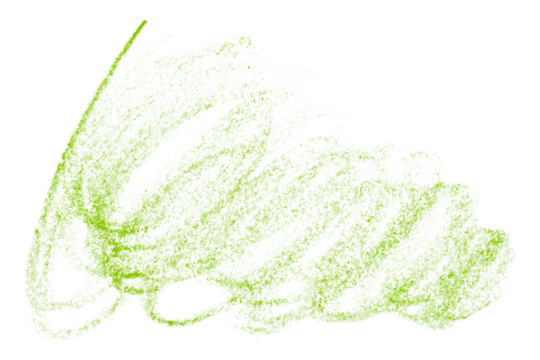 green pencil strokes isolated on transparent background