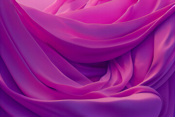 Purple fabric draped over the wall 3D background, luxury silk backdrop for fashion product presentation, elegant minimal drapery design