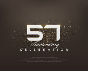 Modern number 57th. elegant anniversary celebration vector design. Premium vector for poster, banner, celebration greeting.
