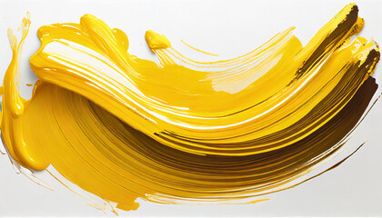 vector yellow oil brush stroke abstract varnish splash trace shape glossy oil paint smear long line on white background