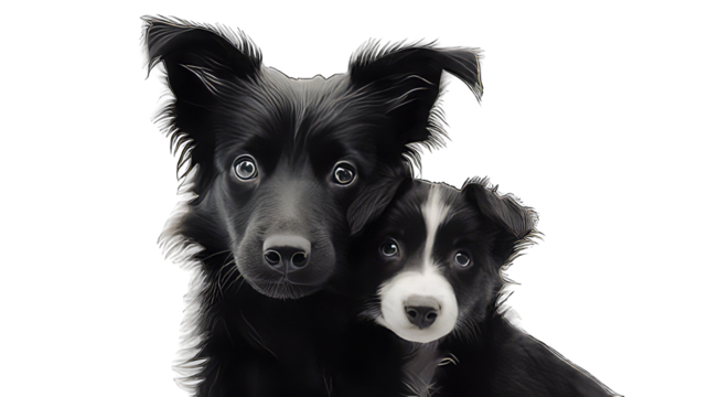 Beautiful baby dog with mom dog png transparent background