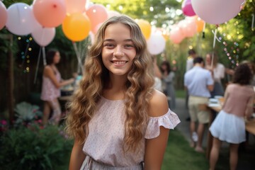 An 18th birthday for a girl: The backyard was transformed into a garden party as the young woman celebrated her coming of age with friends, family, and her parents.