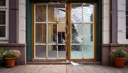 broken glass front door