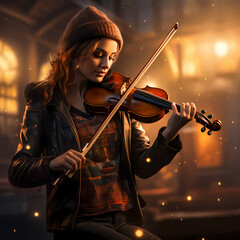 Fototapeta premium Women Playing Violin