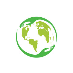 Eco natural globe care concept global ecology world design green logo design.
