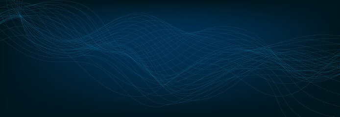 Abstract Banner Template with Blue wavy lines. Technology Banner.