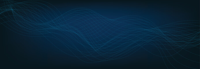 Abstract Banner Template with Blue wavy lines. Technology Banner.