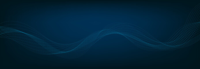 Abstract Banner Template with Blue wavy lines. Technology Banner. - obrazy, fototapety, plakaty