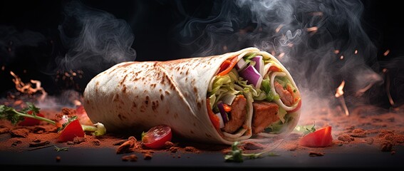 Exquisite Gyro Bursting with Flavor, Stunningly Realistic on Dark Background