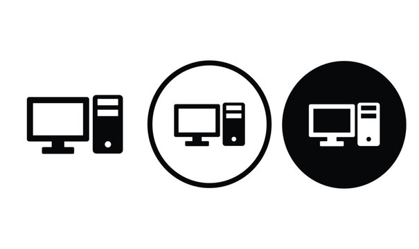 icon computer black outline for web site design 
and mobile dark mode apps 
Vector illustration on a white background