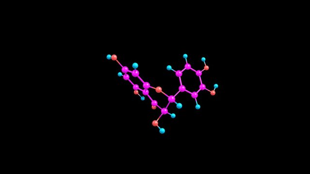 Taxifolin molecule rotating video Full HD on black