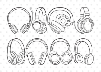 Headphone Clipart SVG Cut File | Headphone Svg | Earphone Svg | Audio Headset Svg | Bundle | Eps | Dxf | Png