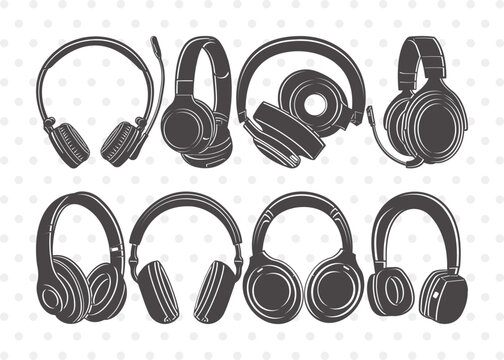 Headphone Clipart SVG Cut File | Headphone Svg | Earphone Svg | Audio Headset Svg | Bundle | Eps | Dxf | Png