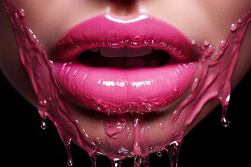 Foto op Canvas Female seduction lush lips and gloss © PinkiePie