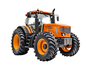 Tractor farm isolated on a transparent background, Agricultural tractor. Generative AI