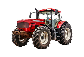 Tractor farm isolated on a transparent background, Agricultural tractor. Generative AI