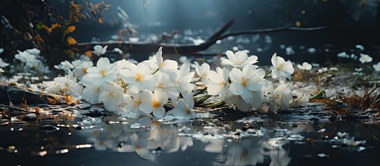 White flowers descended