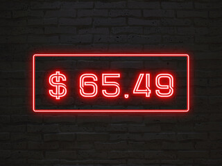 $65.49 のネオン文字