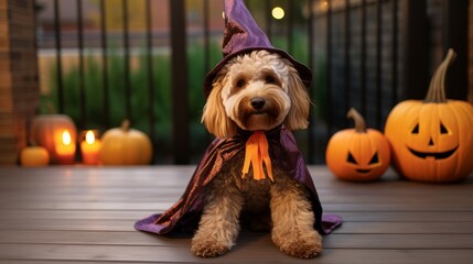 Golden Doodle Dog Dressed in an Adorable Halloween Costume 2