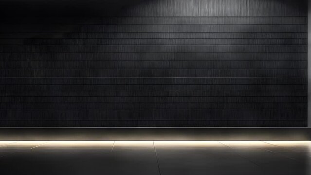 Black background to present products in loop, black wall, increase and decrease of lights, wooden floor, loop