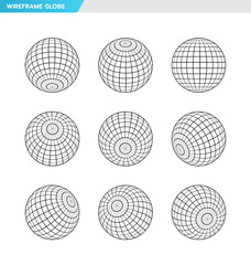 Wireframe globe vector. 3d spheres globe earth.