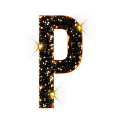 Sparkling bokeh alphabet letters from A to Z, isolated on transparent background, uppercase. This is a part of a set which also includes numbers, symbols, and frames