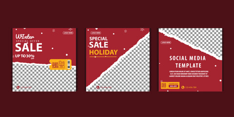 Vector template Social media post, banner, poster Merry Christmas celebration and decoration for price promotions in winter, Christmas in December.
