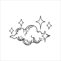 vector illustration of clouds with stars outline