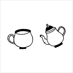 vector illustration of water jug ​​and cup