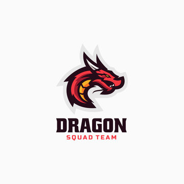 Vector Logo Illustration Dragon Simple Mascot Style