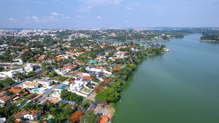 Lagoa da Pampulha, in Belo Horizonte, Minas Gerais, Brazil. famous tourist place. - obrazy, fototapety, plakaty