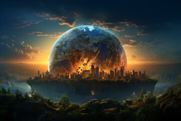 Fototapeta na wymiar Global Warming Planet Earth Illustration Created with Generative AI