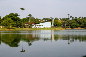 Lagoa da Pampulha, in Belo Horizonte, overlooking the Church of Sao Francisco de Assis and...