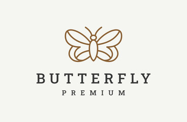 Butterfly Logo design geometric vector abstract linear style icon template.