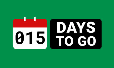 15 days to go last countdown. Fifteen days go sale price offer promo deal timer, 15 days only