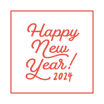 フレームで囲ったHappy New Year 2024の文字 - 2024年のお正月や年賀状の素材
