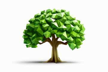 Abstract low poly tree isolated on white background