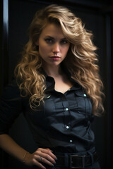 Naklejka premium Sensual photoshoot of a blond model