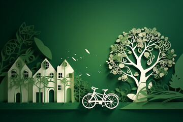 papercut style of egosystem concept