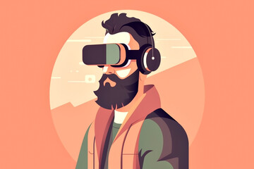 Portrait of a man wearing a cyberpunk headset