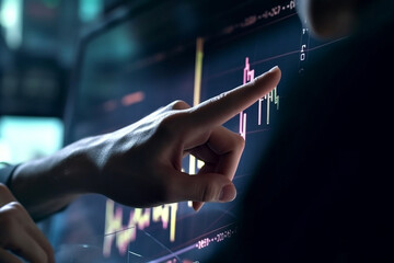 Double exposure a Businessman  hand point touch empty virtual screen