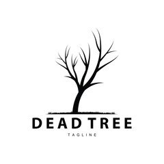 Obraz premium Drought Logo, Dry Tree Logo Design with Simple, Minimalist and Modern Vector Line Style