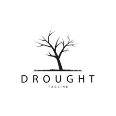 Obraz premium Drought Logo, Dry Tree Logo Design with Simple, Minimalist and Modern Vector Line Style