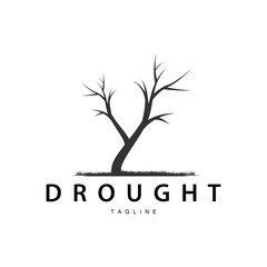 Obraz premium Drought Logo, Dry Tree Logo Design with Simple, Minimalist and Modern Vector Line Style