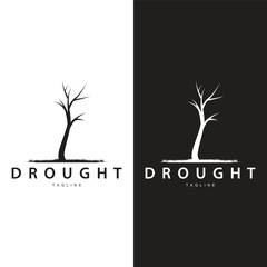 Obraz premium Drought Logo, Dry Tree Logo Design with Simple, Minimalist and Modern Vector Line Style