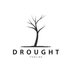 Obraz premium Drought Logo, Dry Tree Logo Design with Simple, Minimalist and Modern Vector Line Style