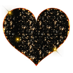 Sparkling bokeh heart shape isolated on transparent background. This is a part of a set which also includes letters, numbers, symbols, and frames